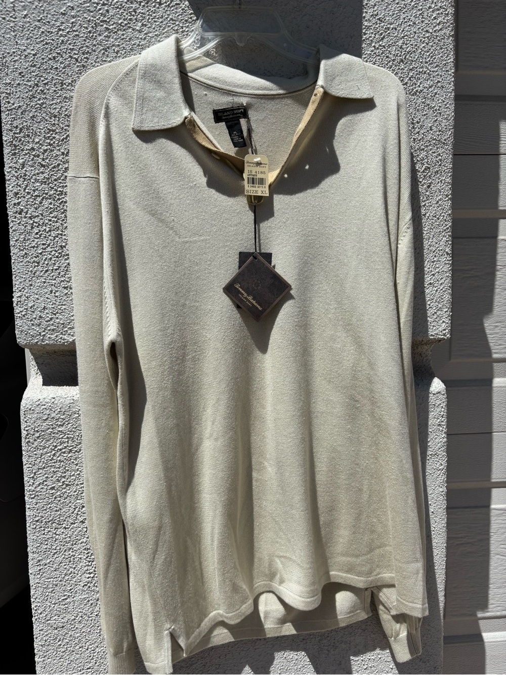 NWT Tommy Bahama Lightweight Silk Cream Polo Sweater - Men
